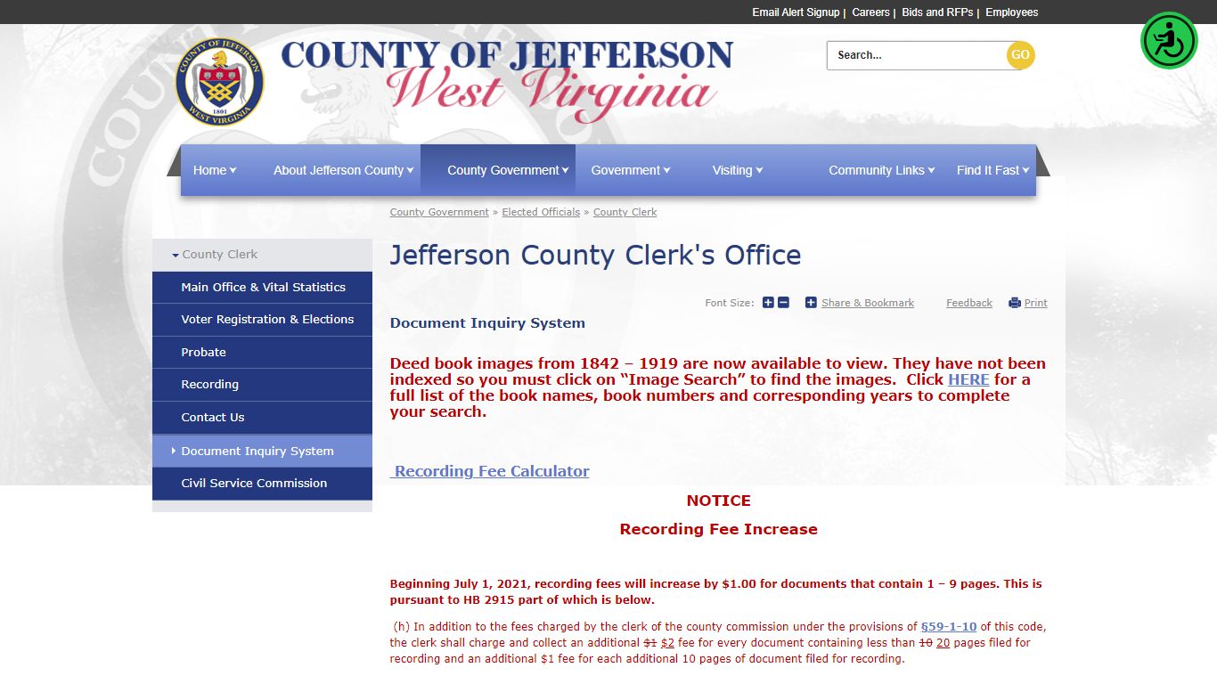 Jefferson County Clerk's Office | Jefferson County Commission, WV